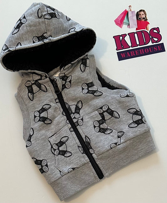 Puppy Print Grey Thick Vest Size 000