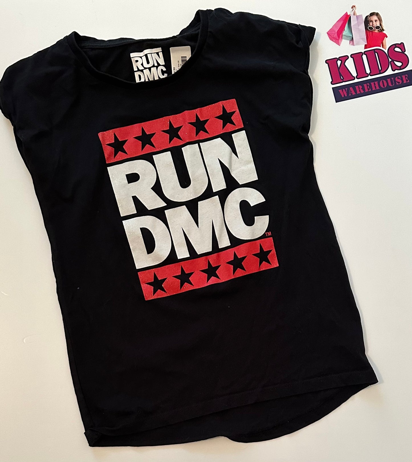 RUN DMC Black Glitter Top Size 10