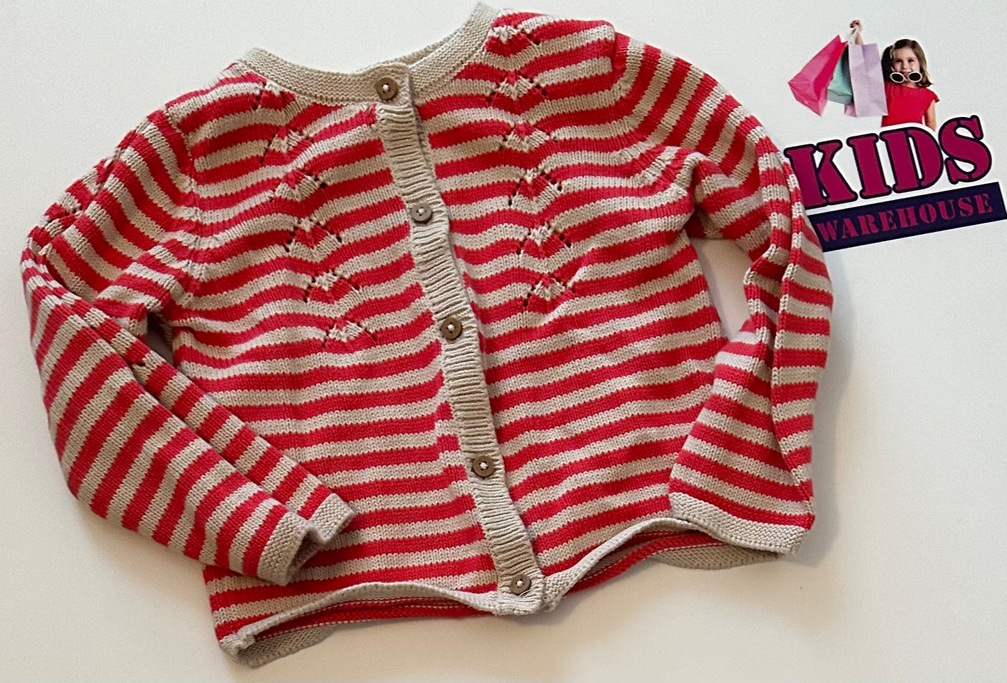 Next Red Striped Knit Cardigan Size 1