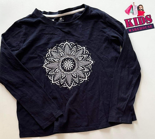 Mandala Navy Long Sleeve Top Size 9