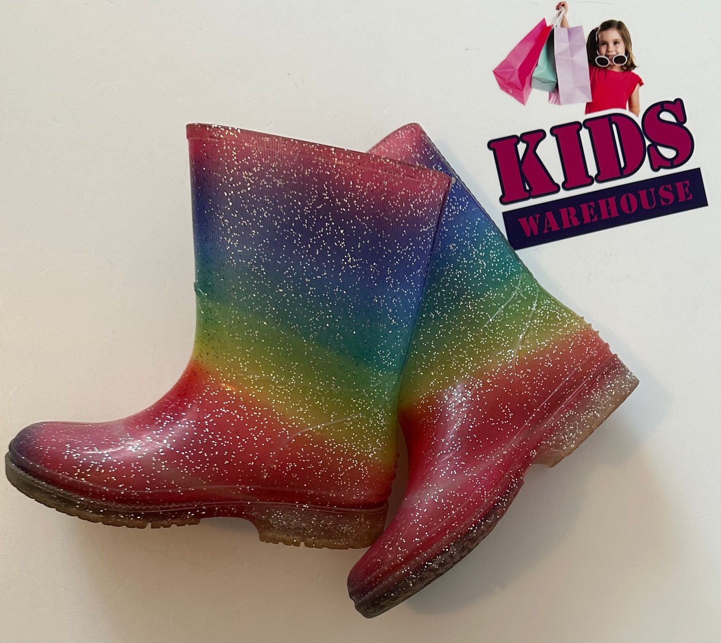 Little K Rainbow Glitter Gumboots Size 6 Toddler