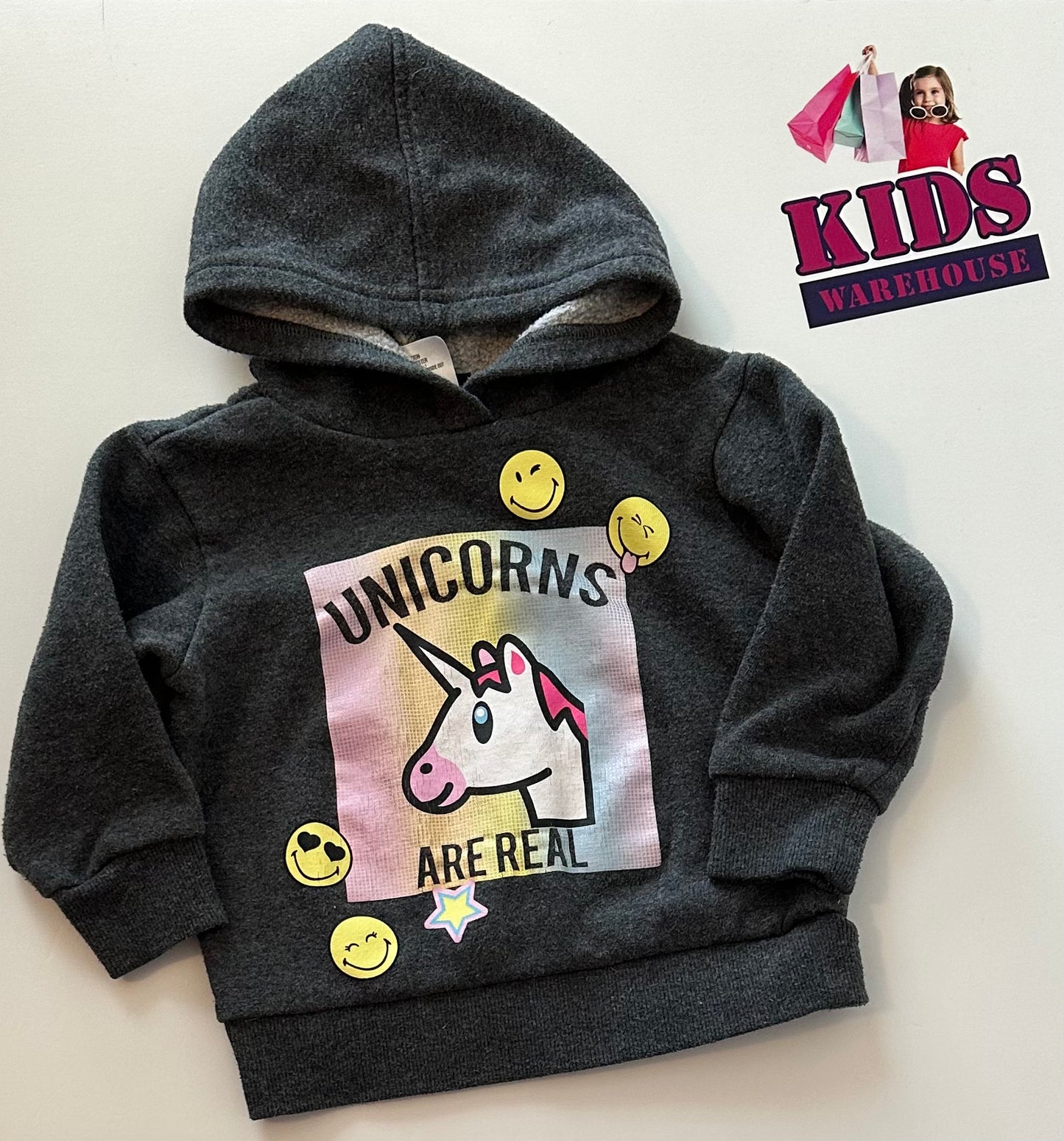 Smiley World Unicorn Grey Hoodie Size 1