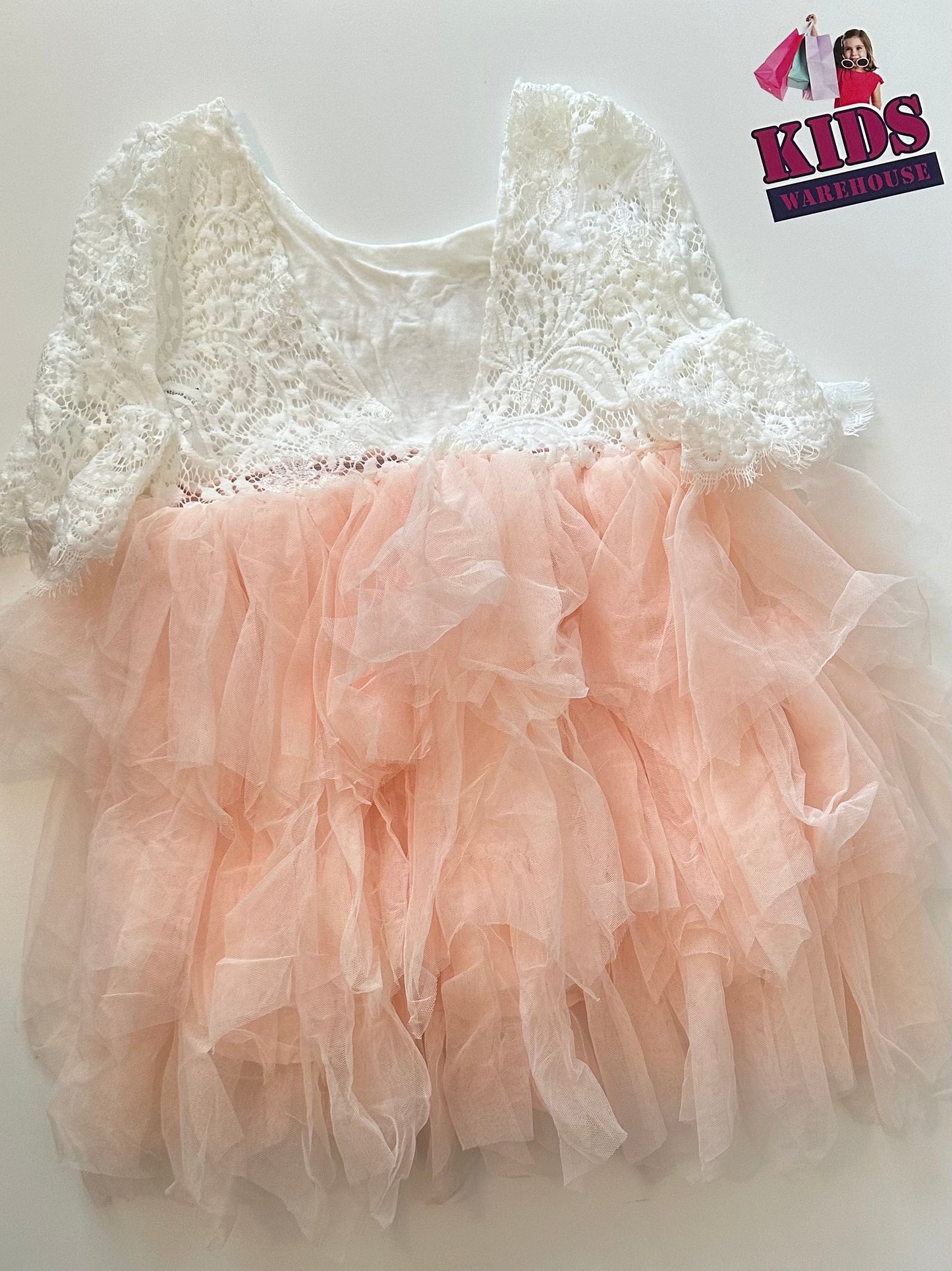 Lace & Peach Tutu Dress Size 8