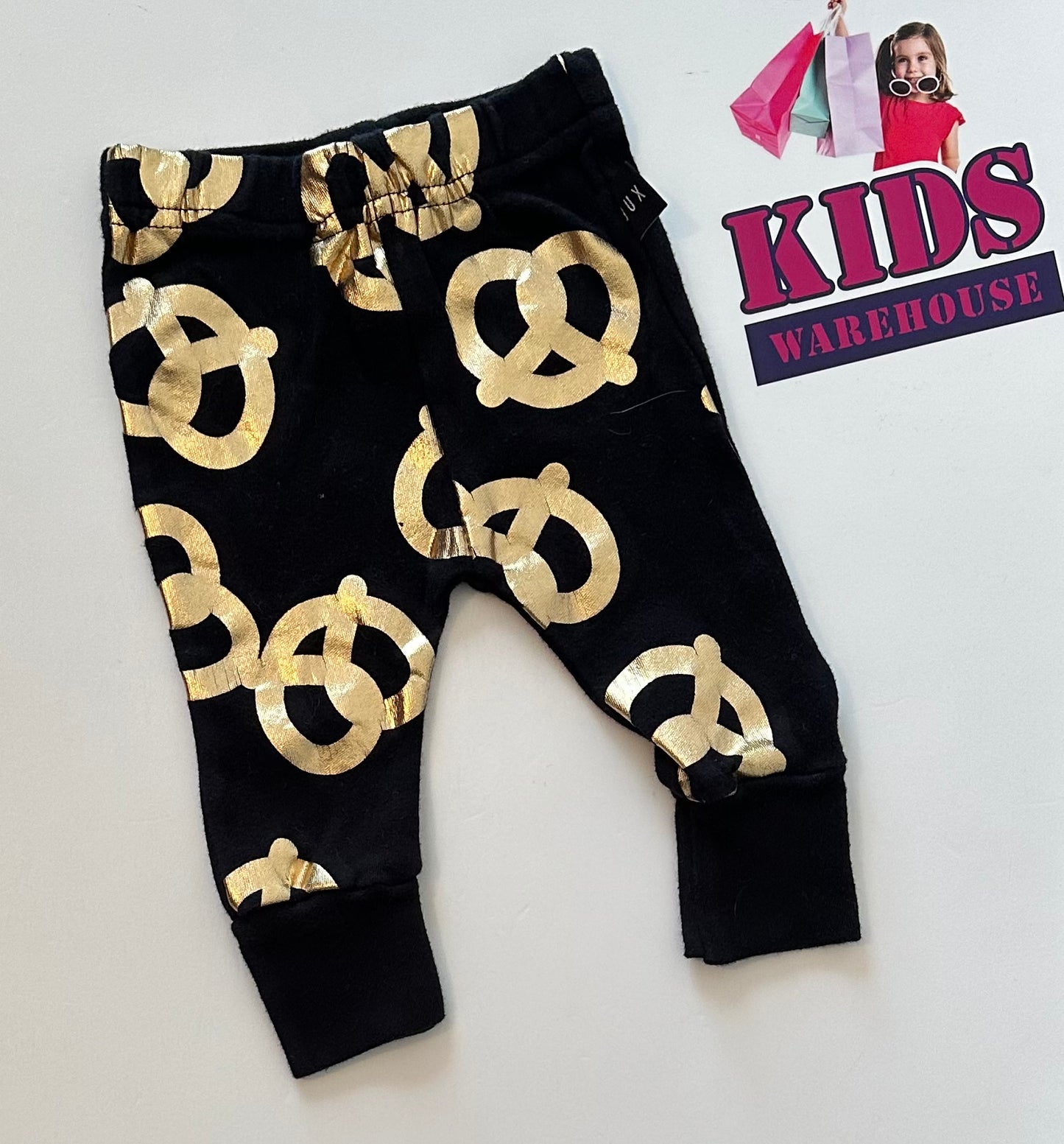 Hux Baby Gold Pretzel Print Leggings Size 000