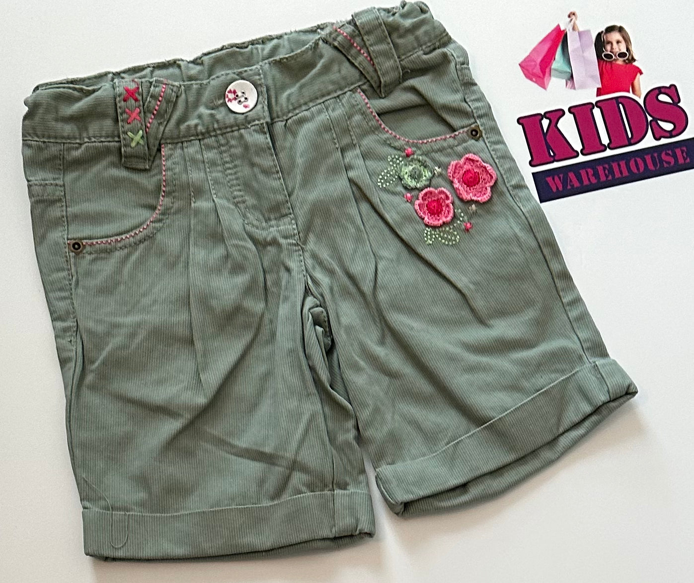 Target Green with Pink Flower Shorts Size 3