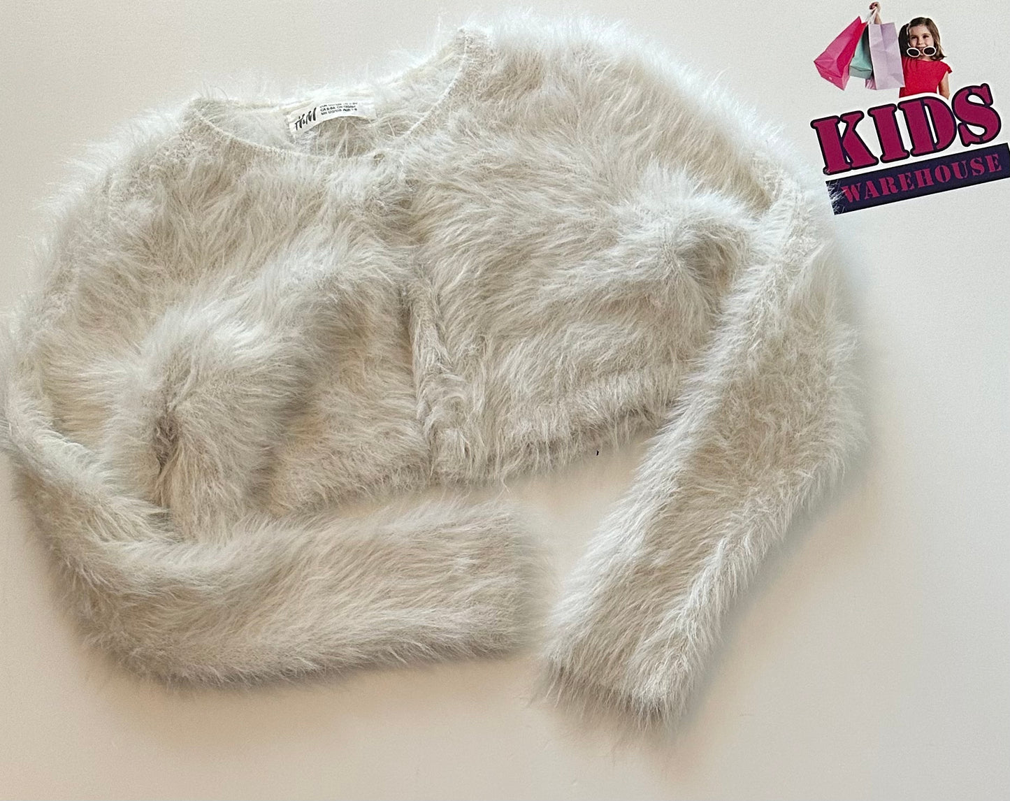 H&M White Fluffy Cardigan Size 7