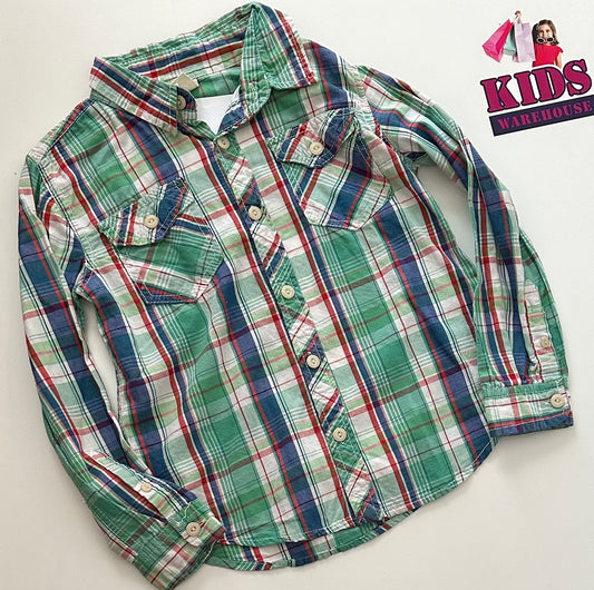 Cotton On Green Checked Shirt Size 7