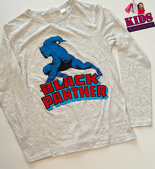 H&M Black Panther Long Sleeve Top Size 9-10