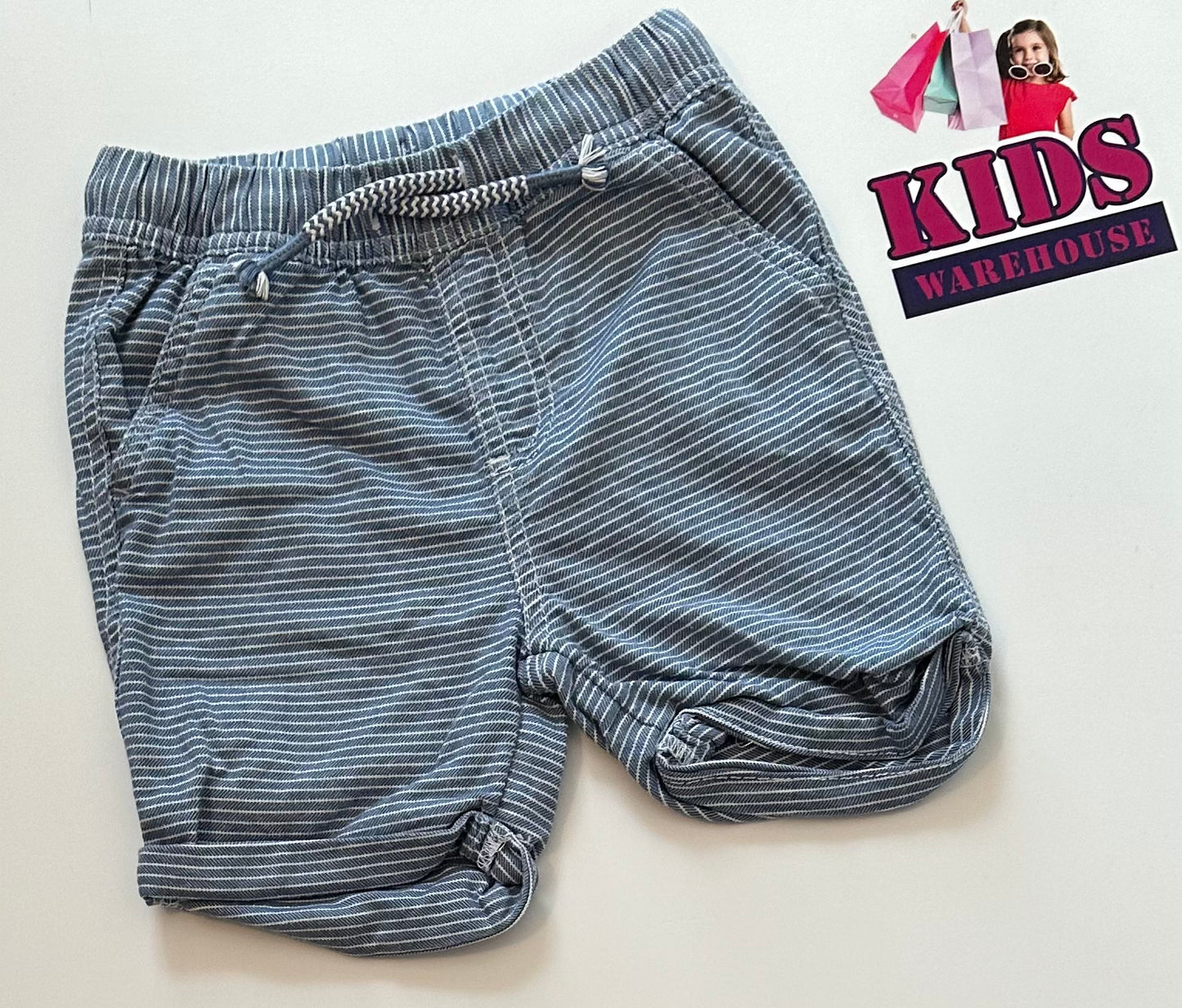 Blue Striped Shorts with Pockets Size 4