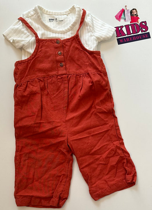 Overall & Bodysuit Set Size 2