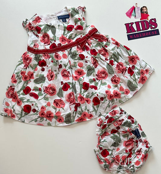 Pumpkin Patch Red Floral Dress & Bloomers Size 000