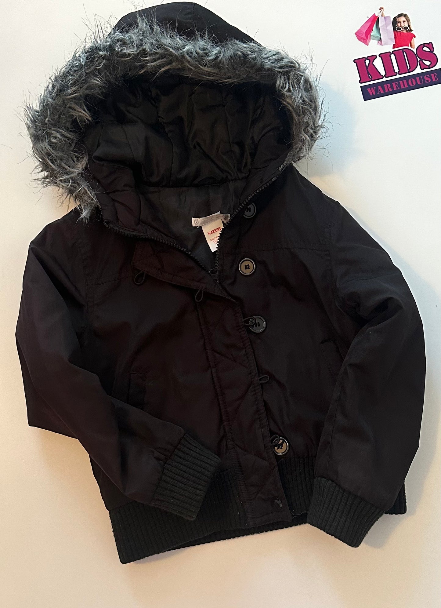 Target Black Jacket with Fur Size 8