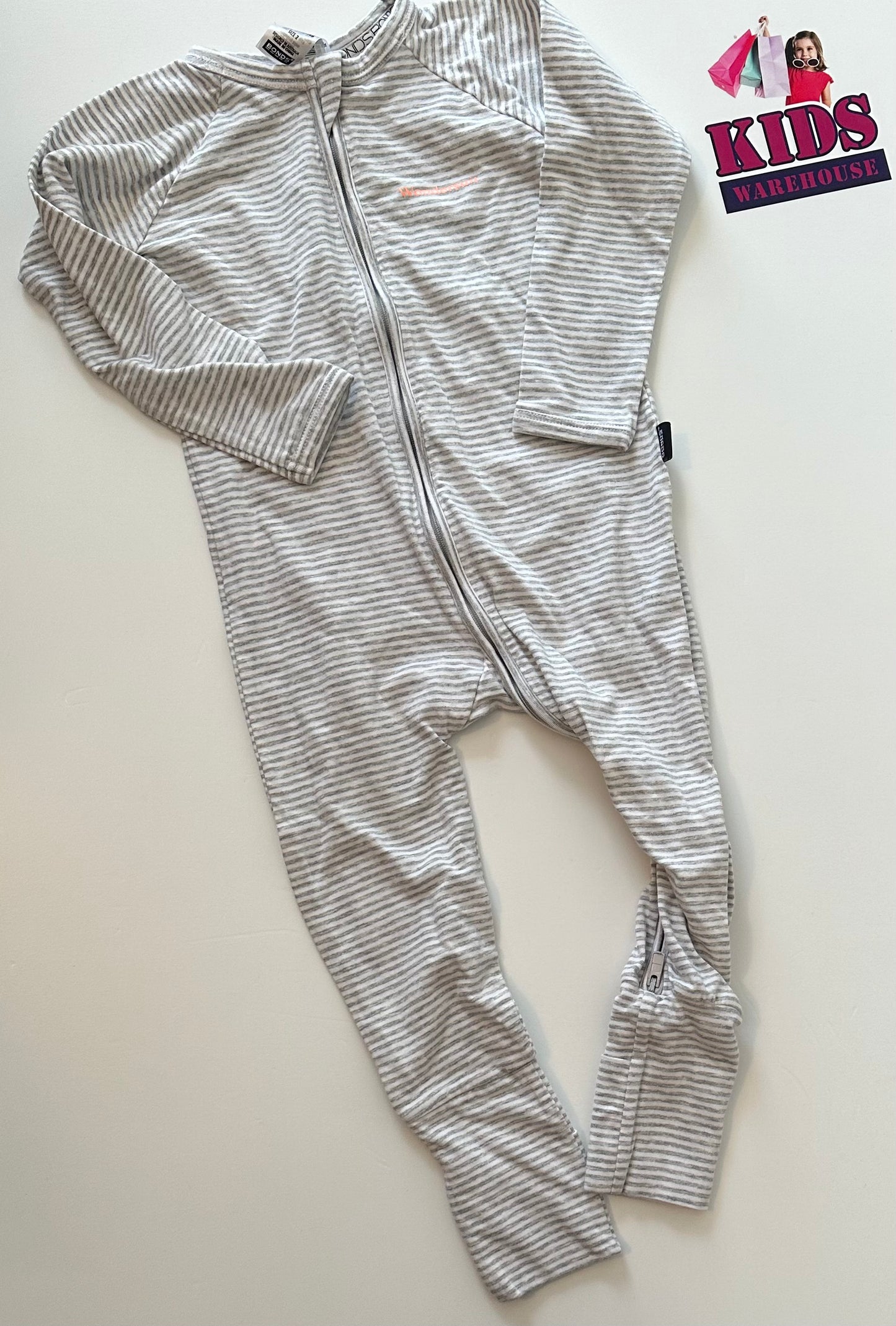 Bonds Grey Stripped Wondersuit Size 2
