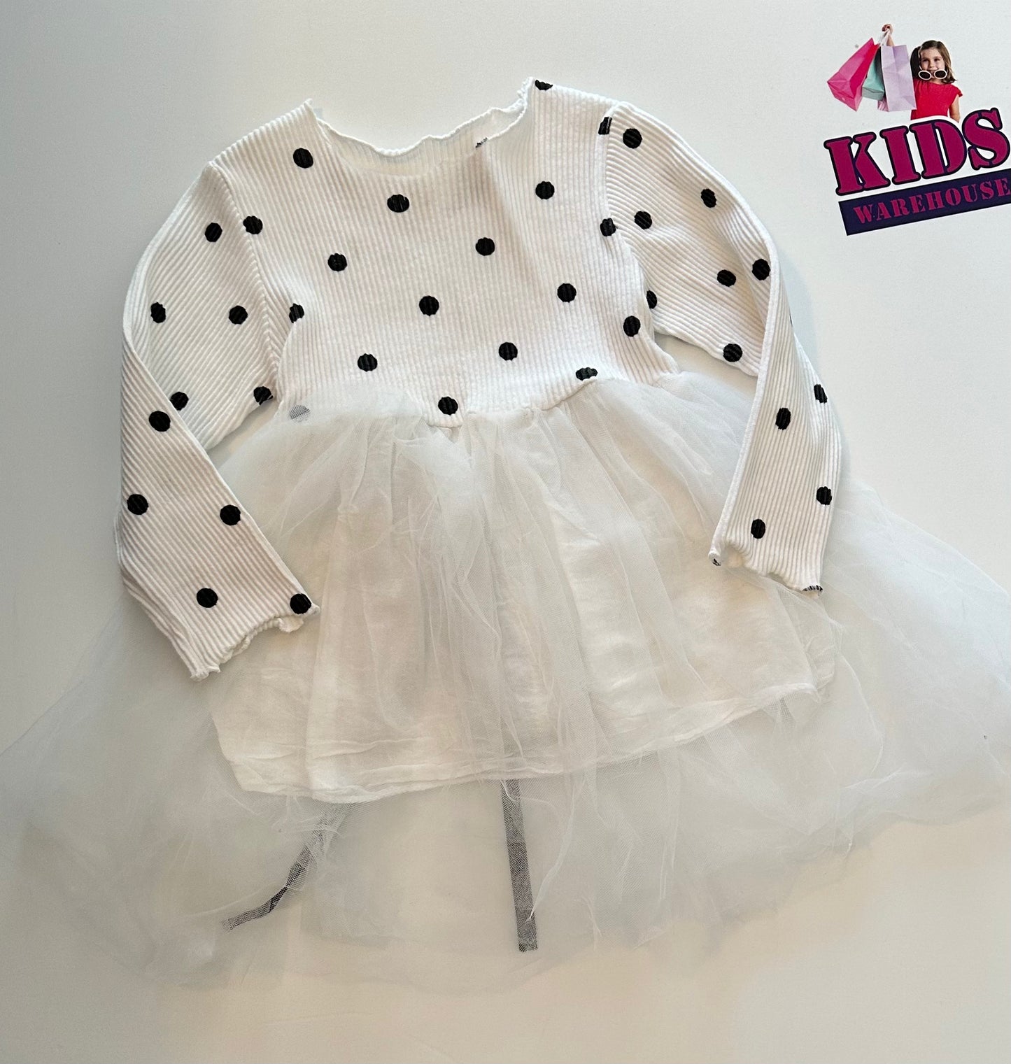 White Polkadot Tutu Dress Size 1