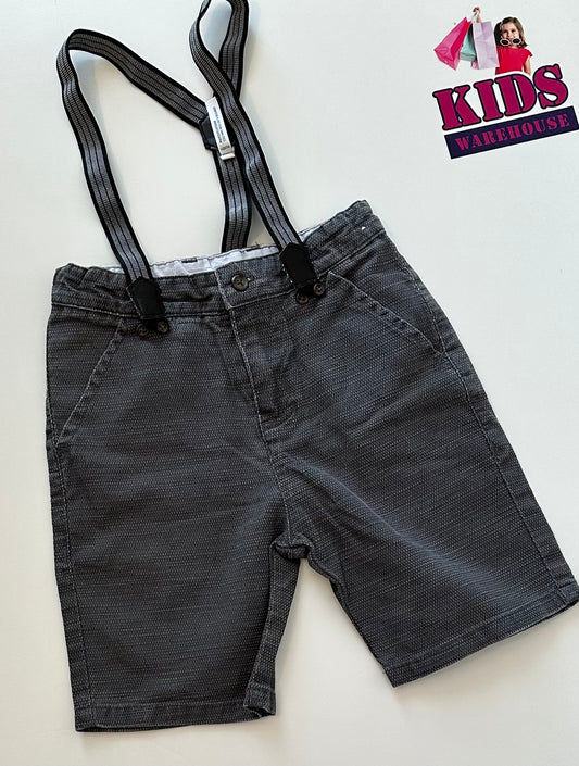 K-D Grey Shorts with Suspenders Size 6