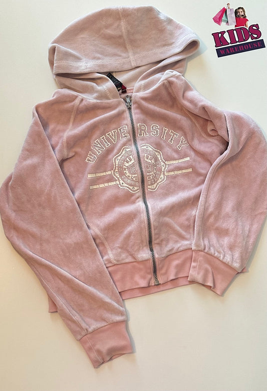 Guess Jeans Pink Velour Zip Hoodie Size 16