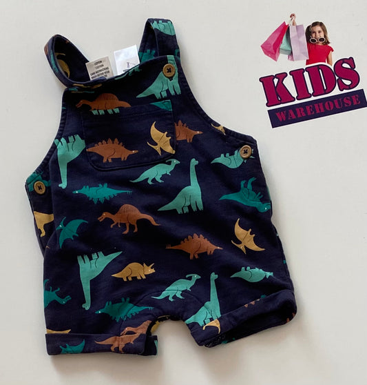 Dymples Blue Dinosaurs Soft Overalls Size 000